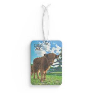 Highland Red Calf Car Air Freshener — Scenic Sunset Farm Scent