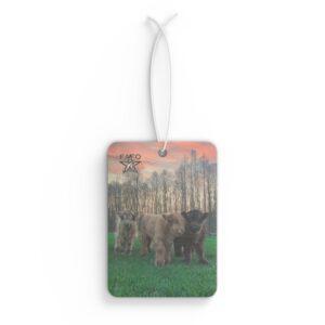 Cute Highland Cow Calf Car Air Freshener — Scenic Sunset Farm Scent