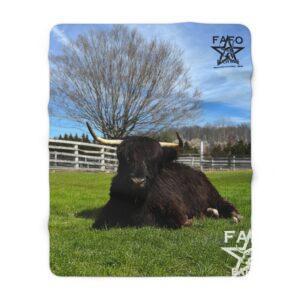 Black Highland cow Sherpa Blanket — Cozy Farm Animal Throw