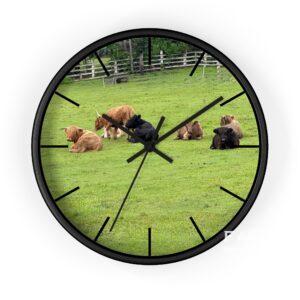 Wall Clock — Highland Cow Clock (Cattle Herd Photo)