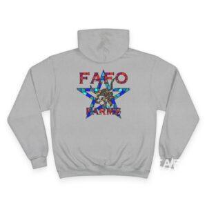 Champion Hoodie — FAFO Farm Stained Glass Logo
